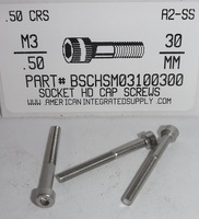 M3-.50X30mm SOCKET HEAD CAP SCREW A2 STAINLESS STEEL D912