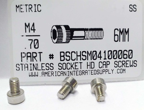 M4-.70X6mm SOCKET HEAD CAP SCREW A2 STAINLESS STEEL D912