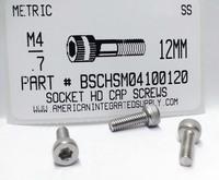 M4-.70X12mm SOCKET HEAD CAP SCREW A2 STAINLESS STEEL D912