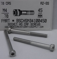 M4-.70X45mm SOCKET HEAD CAP SCREW A2 STAINLESS STEEL D912