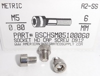 M5-.80X6mm SOCKET HEAD CAP SCREW A2 STAINLESS STEEL D912