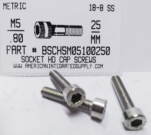 M5-.80X25mm SOCKET HEAD CAP SCREW A2 STAINLESS STEEL D912