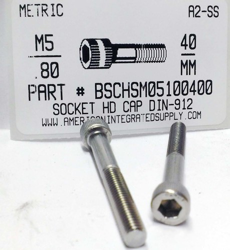 M5-.80X40mm SOCKET HEAD CAP SCREW A2 STAINLESS STEEL D912