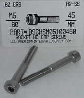 M5-.80X45mm SOCKET HEAD CAP SCREW A2 STAINLESS STEEL D912