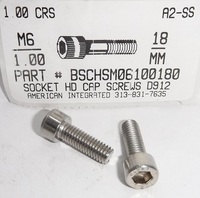 M6-1.00X18mm SOCKET HEAD CAP SCREW A2 STAINLESS STEEL D912