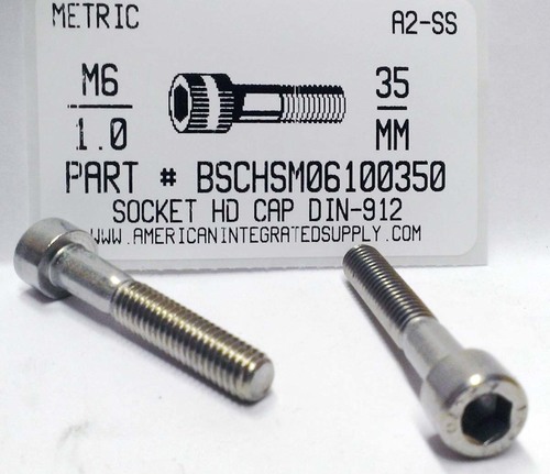 M6-1.00X35mm SOCKET HEAD CAP SCREW A2 STAINLESS STEEL D912