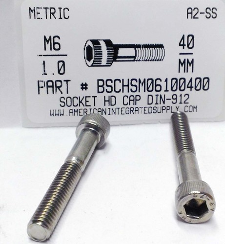 M6-1.00X40mm SOCKET HEAD CAP SCREW A2 STAINLESS STEEL D912