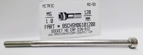 M6-1.00X120mm SOCKET HEAD CAP SCREW A2 STAINLESS STEEL D912