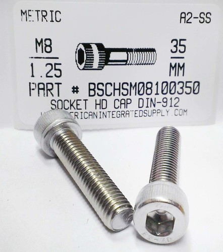 M8-1.25X35MM SOCKET HEAD CAP SCREW A2 STAINLESS STEEL D912