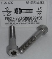M8-1.25X45mm SOCKET HEAD CAP SCREW A2 STAINLESS STEEL D912