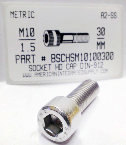 M10-1.50X30mm SOCKET HEAD CAP SCREW A2 STAINLESS STEEL D912