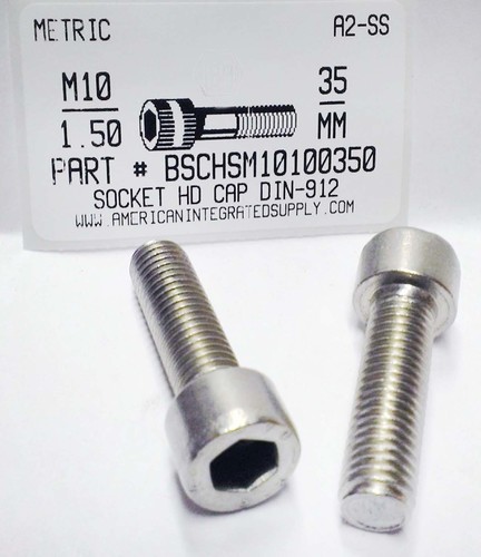 M10-1.50X35mm SOCKET HEAD CAP SCREW A2 STAINLESS STEEL D912