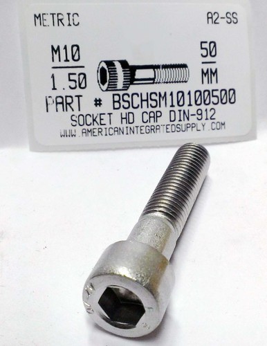 M10-1.50X50mm SOCKET HEAD CAP SCREW A2 STAINLESS STEEL D912