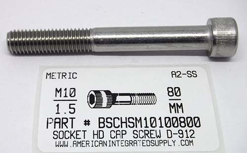 M10-1.50X80mm SOCKET HEAD CAP SCREW A2 STAINLESS STEEL D912