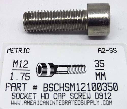 M12-1.75X35mm SOCKET HEAD CAP SCREW A2 STAINLESS STEEL D912