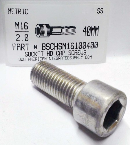 M16-2.00X40mm SOCKET HEAD CAP SCREW A2 STAINLESS STEEL D912