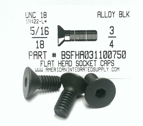 5/16-18X3/4 FLAT HEAD SOCKET CAP SCREW ALLOY STEEL BLACK