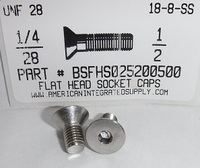 1/4-28X1/2 FLAT HEAD SOCKET CAP SCREW 18-8 STAINLESS STEEL