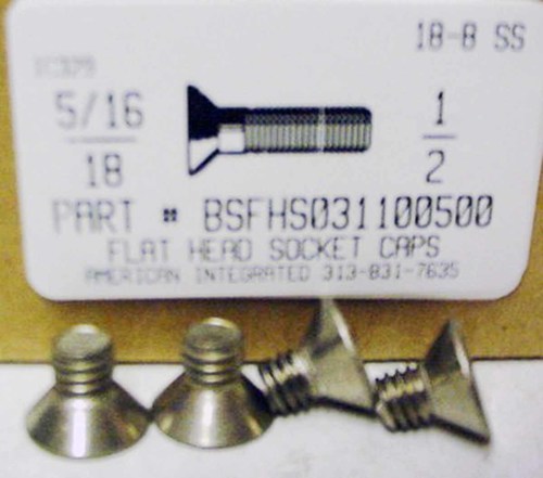 5/16-18X1/2 FLAT HEAD SOCKET CAP SCREW 18-8 STAINLESS STEEL