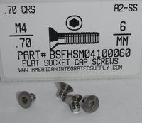 M4-.70X6MM FLAT HEAD SOCKET CAP SCREW A2 STAINLESS STEEL D7991