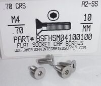 M4-.70X10MM FLAT HEAD SOCKET CAP SCREW A2 STAINLESS STEEL D7991