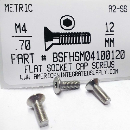 M4-.70X12MM FLAT HEAD SOCKET CAP SCREW A2 STAINLESS STEEL D7991