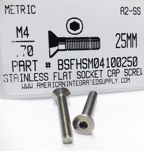 M4-.70X25MM FLAT HEAD SOCKET CAP SCREW A2 STAINLESS STEEL D7991
