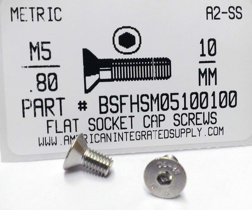 M5-.80X10mm FLAT HEAD SOCKET CAP SCREW A2 STAINLESS STEEL D7991