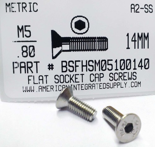M5-.80X14mm FLAT HEAD SOCKET CAP SCREW A2 STAINLESS STEEL D7991