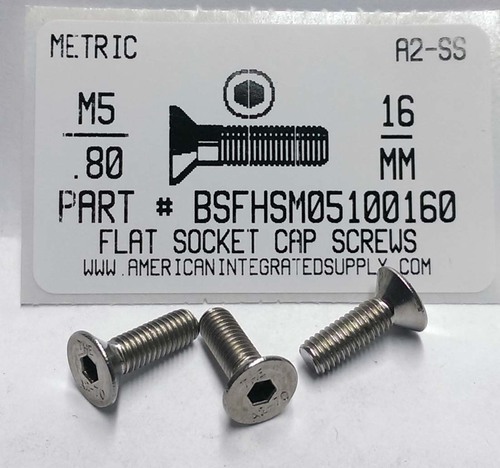 M5-.80X16mm FLAT HEAD SOCKET CAP SCREW A2 STAINLESS STEEL D7991