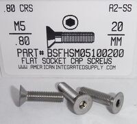 M5-.80X20MM FLAT HEAD SOCKET CAP SCREW A2 STAINLESS STEEL D7991