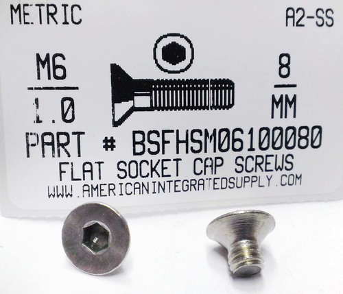 M6-1.00X8MM FLAT HEAD SOCKET CAP SCREW A2 STAINLESS STEEL D7991