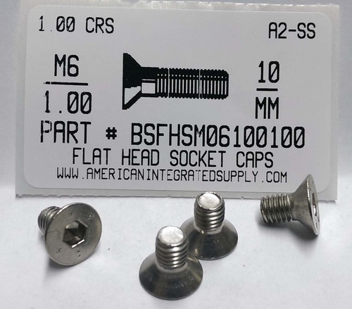 M6-1.00X10MM FLAT HEAD SOCKET CAP SCREW A2 STAINLESS STEEL D7991
