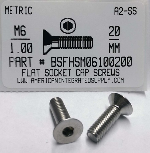 M6-1.00X20MM FLAT HEAD SOCKET CAP SCREW A2 STAINLESS STEEL D7991