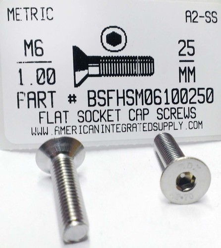 M6-1.00X25MM FLAT HEAD SOCKET CAP SCREW A2 STAINLESS STEEL D7991