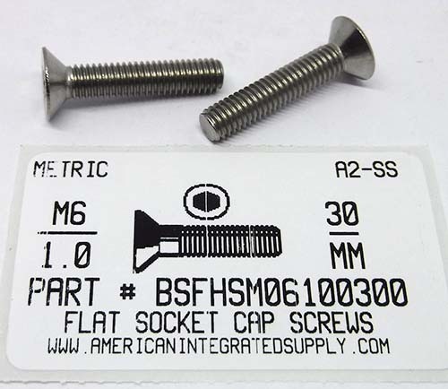 M6-1.00X30MM FLAT HEAD SOCKET CAP SCREW A2 STAINLESS STEEL D7991