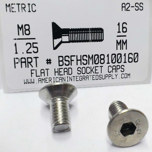 M8-1.25X16mm FLAT HEAD SOCKET SCREW A2 STAINLESS STEEL D-7991