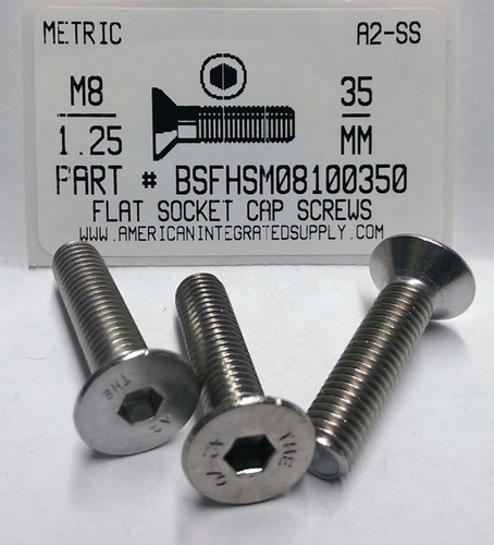 M8-1.25X35mm FLAT HEAD SOCKET CAP SCREW A2 STAINLESS STEEL D7991