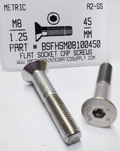 M8-1.25X45mm FLAT HEAD SOCKET CAP SCREW A2 STAINLESS STEEL D7991
