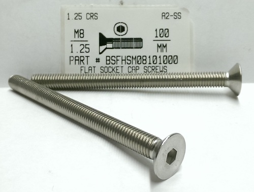 M8-1.25X100mm FLAT HEAD SOCKET CAP SCREW A2 STAINLESS STEEL D7991