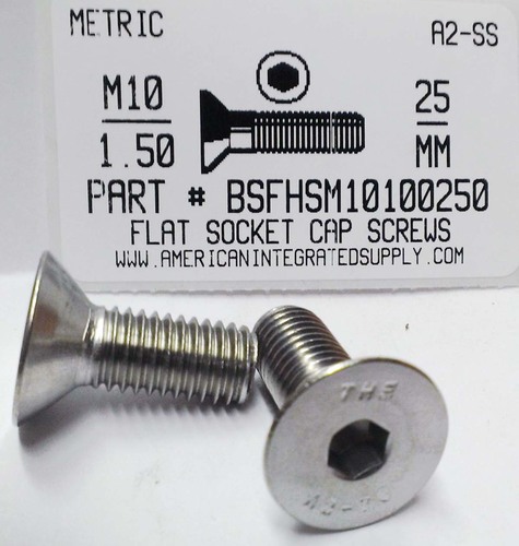 M10-1.50X25mm FLAT HEAD SOCKET CAP SCREW A2 STAINLESS STEEL D7991