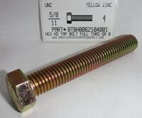 5/8-11X4 HEX HEAD TAP BOLT FULLY THREADED GRADE 8 STEEL ZINC YELLOW