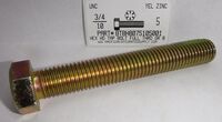 3/4-10X5 HEX HEAD TAP BOLT FULLY THREADED GRADE 8 STEEL ZINC YELLOW
