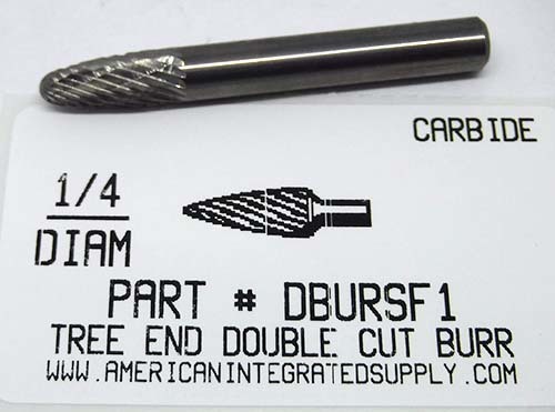 1/4 TREE SHAPE RADIUS END DOUBLE CUT CARBIDE BURR 1/4 SHANK