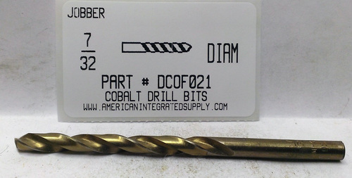 7/32 COBALT DRILL JOBBER LENGTH GOLD