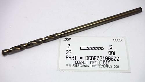 7/32X6" COBALT AIRCRAFT DRILL GOLD