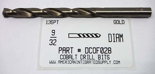 9/32 COBALT DRILL JOBBER LENGTH GOLD