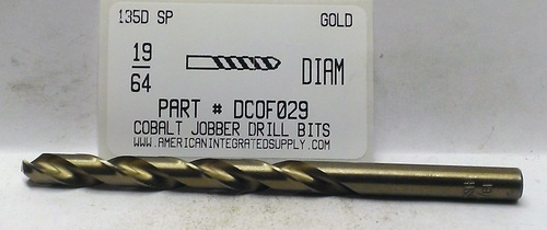 19/64 COBALT DRILL JOBBER LENGTH GOLD