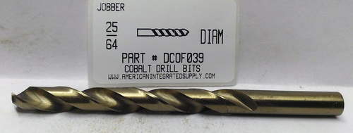 25/64 COBALT DRILL JOBBER LENGTH GOLD