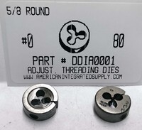 #0-80 ADJUSTABLE DIE 5/8 ROUND HIGH CARBON STEEL (DISCONTINUED)